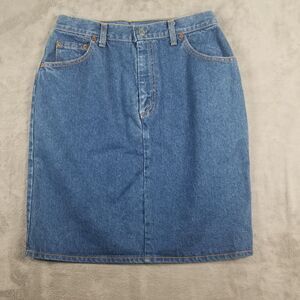 VINTAGE Levis Jean Skirt Womens Juniors Size 15 Blue Denim USA Festival BOHO